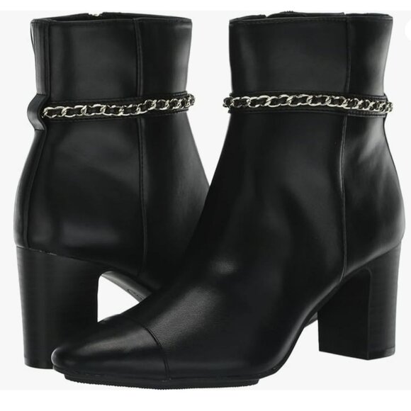 Anne Klein Suri Black Chain Ankle Boots Size 8.5 NEW - Picture 1 of 10